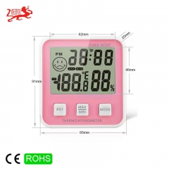 DC107 Temperature Humidity Table Electronic Alarm Clock Thermometer Eco-friendly LCD Digital Display Abs,plastic Max Min Room Indoor
