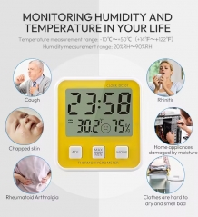 DC107 Temperature Humidity Table Electronic Alarm Clock Thermometer Eco-friendly LCD Digital Display Abs,plastic Max Min Room Indoor