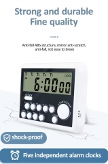 YS-355 Digital Kitchen Timer 4/5 Channels Count UP/Down Timer Cooking Timer Stopwatch Large Display Adjustable Volume Alarm Clocks