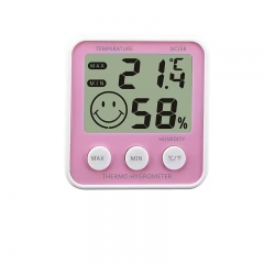 DC108 Products Description Model number DC108 Temperature range -10℃~+50℃ (14℉~+122℉) Product Dimension 91×85×20 mm Humidity Range Indoor 20% RH~90% RH Power-supply 1.5V(AAA) x 1 Features 1.Indoor temperature display, indoor humidity display 	 2.Temperat