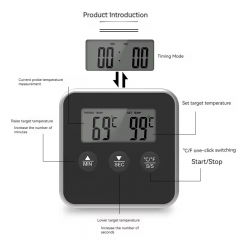 EK8012 Large LCD Smoker Oven Kitchen BBQ Grill Thermometer with Alarm Stainless Steel Probe for Smoker Kitchen Food Meat Thermometer