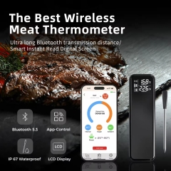DT-133 Newest Digital Wireless Smart BT Meat Thermometer with Single Probe 820FT Long Range for BBQ/Grill/Oven/Smoker/Rotisserie/Food