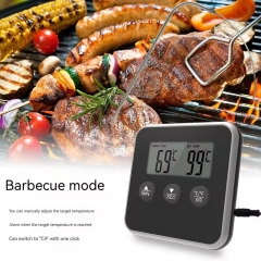 EK8012 Large LCD Smoker Oven Kitchen BBQ Grill Thermometer with Alarm Stainless Steel Probe for Smoker Kitchen Food Meat Thermometer