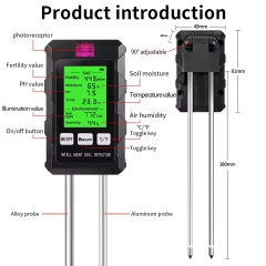 YH-ST03 6-in-1 Multifunctional Soil Tester Digital pH Moisture Fertility Temperature Humidity Light Meter for Garden
