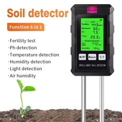 YH-ST03 6-in-1 Multifunctional Soil Tester Digital pH Moisture Fertility Temperature Humidity Light Meter for Garden