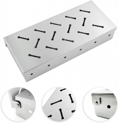 660052 Grilling Accessories, Universal Stainless Steel Smoker Box for BBQ Grill Wood Chips
