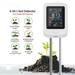 YH-1106 6-in-1 LCD Display PH Moisture Fertility Light Humidity Temperature Monitor Soil Tester for Garden Farm Planting