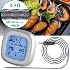 EK8007 ABS LCD Backlight Display Long Wire Oven Digital Food Thermometer With Timer