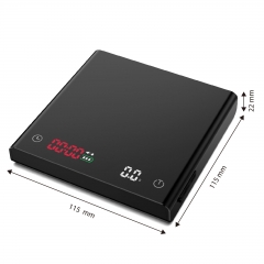 S012 2000g*0.1g Rechargeable Mini Coffee Digital Scale with Timer for Brewing, Accurate Measurement for Espresso & Pour Over 2kg/0.1g