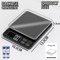 GL-07-3000g 3kg/1g Multifunctional Stainless Steel Kitchen Scale Digital LCD Weighing with USB Battery Power for Weight Measuring