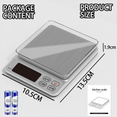GL-07-3000g 3kg/1g Multifunctional Stainless Steel Kitchen Scale Digital LCD Weighing with USB Battery Power for Weight Measuring