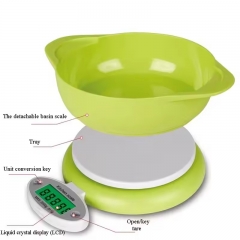 AJY-303 Classic Design Digital Kitchen Scale, Digital LCD Display, Multifunctional with Detachable Bowl, Kitchen Baking Scale