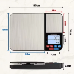 ABJ-918 PCS Counting Dual Stainless Steel Pan Big Screen 5kg Kitchen Balance 500g Pocket Weight Scale