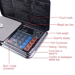 AJY-03 6in1 Multi-function Precision Jewelry Pocket Scale Counting Calculator Clock
