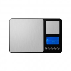 K600H 15kg/1g-500g/0.01g Stainless Steel Digital Kitchen Scale with LCD Display 500g 15kg Gram Ounce Battery Powered Weight Measuring Two Platforms Dual Scale