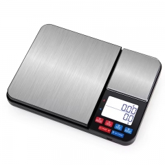 ABJ-918 PCS Counting Dual Stainless Steel Pan Big Screen 5kg Kitchen Balance 500g Pocket Weight Scale