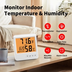 MC505 Large Screen Backlight Indoor Multi-Function Digital Display Thermometer Humidity Meter & Calendar Plastic Electronic Clock