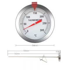 B-4B Stainless Steel Food Coffee Milk Kitchen 15cm 30cm Probe Type Baking Oil Thermometer With Clip