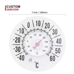X6CK1044 7 Inch Suction Cup Window Thermometer °C/°F | Large Dial Outdoor Indoor Temp Gauge PVC Material