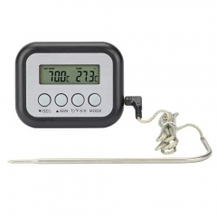 TH-E-43 Digital Single Probe Meat Thermometer Alert Timer for Roasting BBQ Smoker Grill Kitchen Oven-Household Plastic Food Thermometer