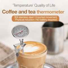 B7AK0134K04 Bimetal Dial Thermometer Probe Instant Reading Stainless Steel Hot Water Milk Temperature Meter Kitchen Household Thermometer