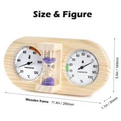X63 Sauna Thermometer Hygrometer New Zealand Pine Wood with Sand Timer Household Thermometer