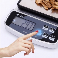 QZ-157A-15kg 15000g/1g Household Stainless Steel Electronic Kitchen Food Scale Ingredients Baking LCD Digital Display Scale Kitchen Weight Scale