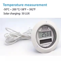 E2AK1083K02 Digital Solar Thermometer with Probe -50~200℃ for Fridge Freezer Cold Storage, Waterproof Design