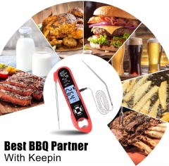 THE539 Meat Thermometer Oven Safe 2 in 1 Dual Probe Digital Food Thermometer with Alarm Backlight for Kitchen Cooking Grill