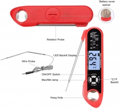 THE539 Meat Thermometer Oven Safe 2 in 1 Dual Probe Digital Food Thermometer with Alarm Backlight for Kitchen Cooking Grill