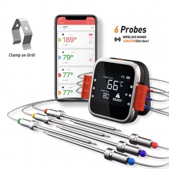 BW512256721 Smart Remote Digital Bluetooth Barbecue Grill Wireless Meat Thermometer 6 Aluminum Probe for Kitchen BBQ Household Thermometer