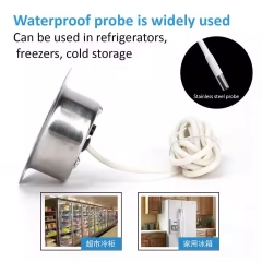 E2AK1083K02 Digital Solar Thermometer with Probe -50~200℃ for Fridge Freezer Cold Storage, Waterproof Design