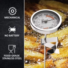 YH-B-10 Mechanical Deep Fry Thermometer 50-500°F with Clip, 12-Inch Probe for Frying BBQ Syrup Cooking