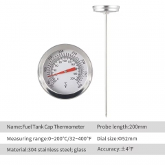 B4AK2269 Locomotive Thermometer Stainless Steel 0-200°c/32-400°F Needle Type Black White Dial Temperature Controller