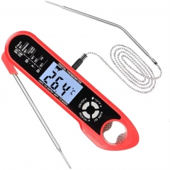 THE539 Meat Thermometer Oven Safe 2 in 1 Dual Probe Digital Food Thermometer with Alarm Backlight for Kitchen Cooking Grill
