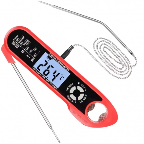 THE539 Meat Thermometer Oven Safe 2 in 1 Dual Probe Digital Food Thermometer with Alarm Backlight for Kitchen Cooking Grill