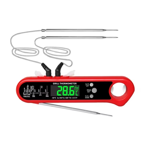 DTH-162 Dual Probe Digital LCD Backlight Instant Read Kitchen Thermometer Metal Meat Thermometer for Cooking Food Thermometer