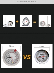 B6AK1173 Bi-metal thermometer stainless steel kitchen food barbecue thermometer barbecue BBQ oven probe thermometer dual-use