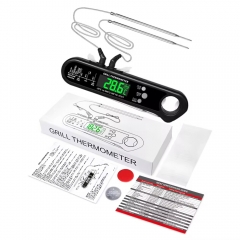 DTH-162 Dual Probe Digital LCD Backlight Instant Read Kitchen Thermometer Metal Meat Thermometer for Cooking Food Thermometer
