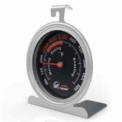 Stainless Steel Baking Oven Thermometer with Large Dial 360 Degrees Rotation Hanger Triangle Holder Meat Thermometer Function
