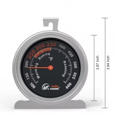 Stainless Steel Baking Oven Thermometer with Large Dial 360 Degrees Rotation Hanger Triangle Holder Meat Thermometer Function