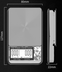 HT2023A-1kg 1000g/0.01g New Style Digital Kitchen Scale Multifunction Food Scale with Tare Function Coffee Timer Battery Powered Maximum Weight 1kg