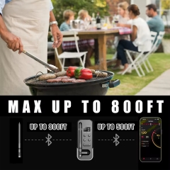 HKBQ001 APP BT Meat Thermometer with 5mm Ultra-thin Probe Indoor Oven Kitchen Outdoor Digital BBQ Thermometer Wireless Grill Thermometer