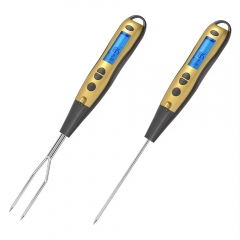 DTF12 Factory Price Promotional Gift Stainless Steel Probe and Fork Digital Meat Thermometer