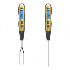 DTF12 Factory Price Promotional Gift Stainless Steel Probe and Fork Digital Meat Thermometer