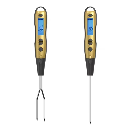 DTF12 Factory Price Promotional Gift Stainless Steel Probe and Fork Digital Meat Thermometer