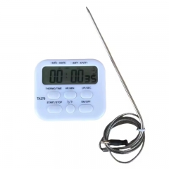 TA278 TZONE Plastic Kitchen & Barbecue Thermometer with Digital Display IP67 Waterproof Alarm Timer Function Can Be Set