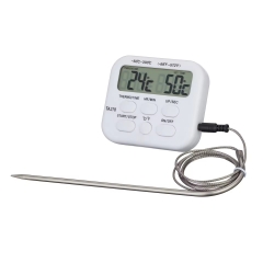 TA278 TZONE Plastic Kitchen & Barbecue Thermometer with Digital Display IP67 Waterproof Alarm Timer Function Can Be Set