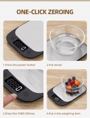PT-2514 Digital Kitchen Scale 1kg/0.1g High Accuracy White LED Fast Food Weighing for Home Use Powered by Battery