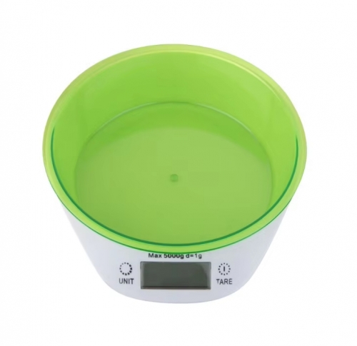 ZD-9 5KG/1g 2-in-1 Digital Electronic Kitchen Scale Multi-PurposeWeighing Bowl Plastic Material Battery Powered
